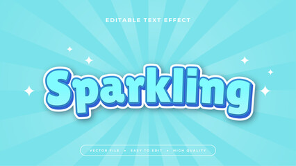 Blue and white sparkling 3d editable text effect - font style