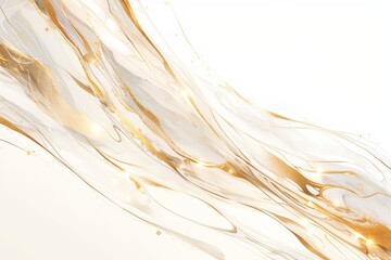 white and gold marble background, golden swirls of liquid metal 