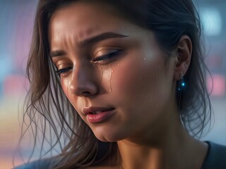 Portrait of a woman crying