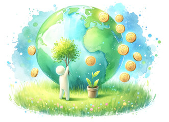 Businessman Plant Tree Save The Planet Investing  for Green Earth Concept - 768811340