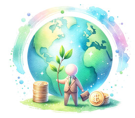 Businessman Plant Tree Save The Planet Investing  for Green Earth Concept - 768811345