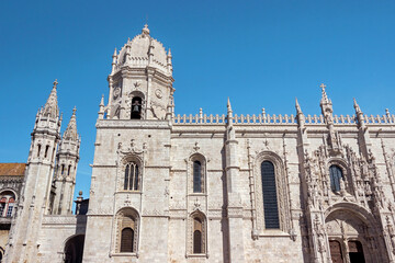 exterior architecture of The Jerónimos Monastery in Lisbon - 768811533