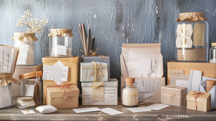 Collection of Jars, Boxes, and Envelopes Filled with Gratitude Notes and Compliments