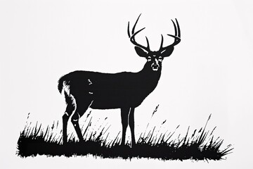 a black and white image of a deer