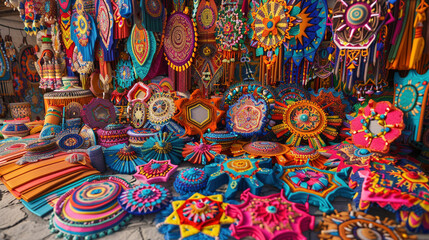 Fototapeta premium Colorful Festival Props and Costumes Display