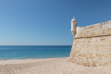  sea view with Saint James fortress at Sesimbra, Portugal - 768812995