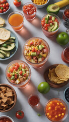 Glasses Filled With Food On A Table For Independence Day Or Cinco De Mayo