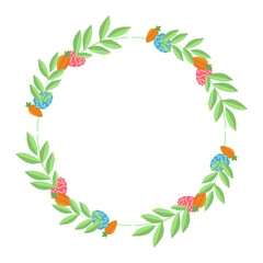 Easter holiday elements wreath easter egg and leaves vector illustration