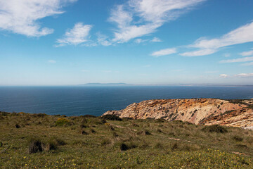 sea view of blue coastline at Sesimbra, Portugal  - 768814935