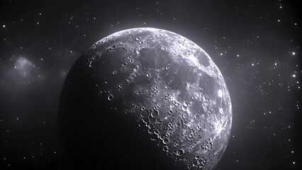 Celestial voyage: Animated exploration of moon in space.