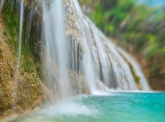 Quite waterfall on Philippine island cebu near badian. Tourism/Travel Background/Wallpaper.
