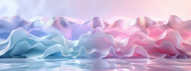 Merge fluidity and gradient effects with a split background resembling gentle waves of pastel colors washing over each other. - obrazy, fototapety, plakaty