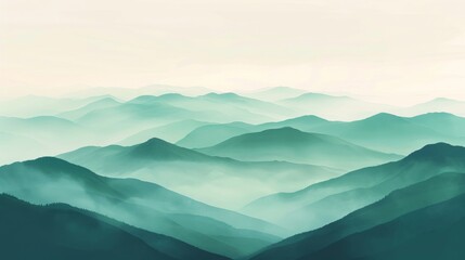 Obraz premium Minimalist Mountain Range: minimalist depiction of a range of pastel-colored mountains under a softly gradiented sky.