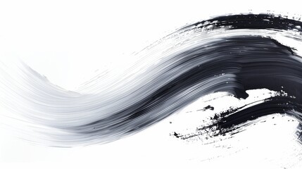 Abstract black painting, black textured stroke on white background, Black brush strokes on a white background, Black grunge brush stroke, AI generated