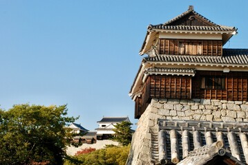 Fototapeta na wymiar Awe-inspiring view of Matsuyama Castle in Matsuyama, Japan.
