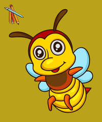 Cute Bee Flying Cartoon Vector Icon Illustration. Premium Vector