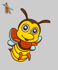 Cute Bee Flying Cartoon Vector Icon Illustration. Premium Vector