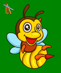 Cute Bee Flying Cartoon Vector Icon Illustration. Premium Vector