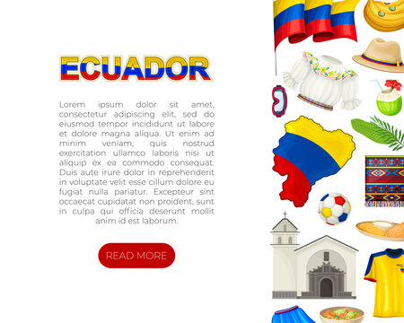 Ecuador National Symbols Banner Design Vector Template