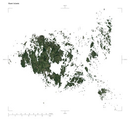Åland Islands shape isolated on white. Low-res satellite map © zelwanka