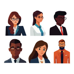 Set of young men and women , different colors, Cartoon character, group of silhouettes of standing business people, students, design concept of flat icon, isolated on white background