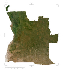 Angola shape isolated on white. Low-res satellite map
