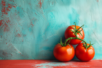 Vintage style. Food pop art photography. Complementary colors, Copy space for ad