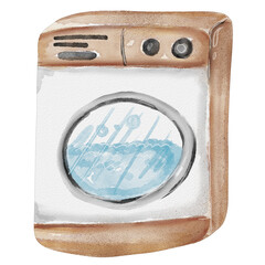 watercolor washing machine painting clip art, household illustration png