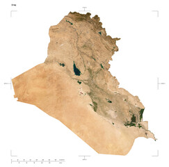 Iraq shape isolated on white. Low-res satellite map © zelwanka