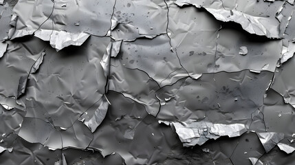 Shattered Steel: A Realistic Mockup of a Damaged Metal Sheet, Showcasing Tears, Ragged Cracks and the Aftermath of a Cut or Explosion