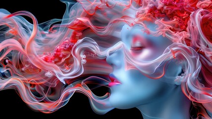 Obraz na płótnie Canvas Surreal female profile with flowing hair