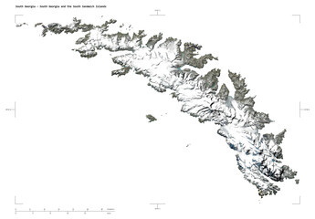 South Georgia - South Georgia and the South Sandwich Islands shape isolated on white. Low-res satellite map © zelwanka