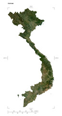 Vietnam shape isolated on white. Low-res satellite map © zelwanka