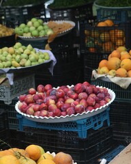 Fresh fruits and vegetables at an outdoor market