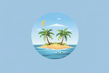 Fototapeta na wymiar Vector beach island landscape vector logo design