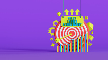 Company target concept. The company successfully achieves or exceeds the set sales targets.