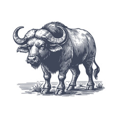 buffalo vintage illustration. isolated on white background