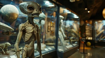 Fototapeta na wymiar Classic alien museum, historical artifacts from across the galaxy, guided tours