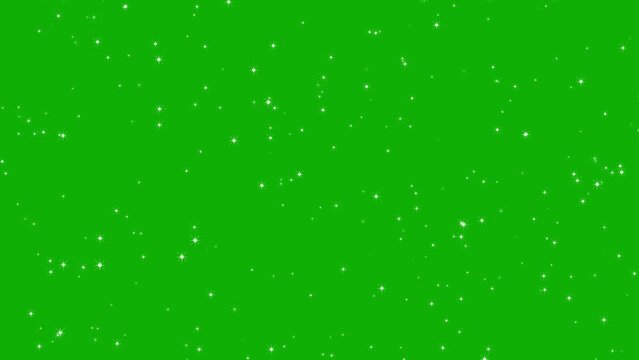 Animation of shiny glitter stars isolated on a green screen background