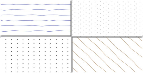 This minimalist black and white background series features neutral lines, grids, and small repeating patterns of simple shapes - obrazy, fototapety, plakaty