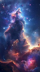 Old-school cosmic fishing, nebula backdrop, using gravity nets for space fish