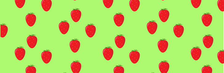 beautiful strawberries on a green background pattern 