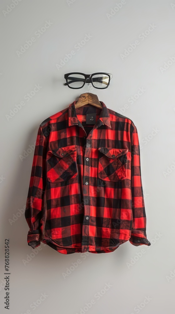 Wall mural Thick Rim Glasses with Lumber Jack Shirt