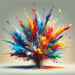 Dynamic Explosion of Vivid Paint Colors on Canvas - obrazy, fototapety, plakaty