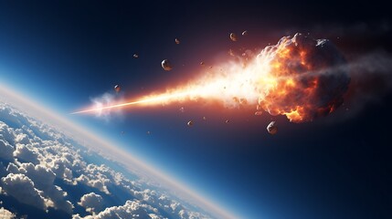 Asteroid, meteorite impact - obrazy, fototapety, plakaty