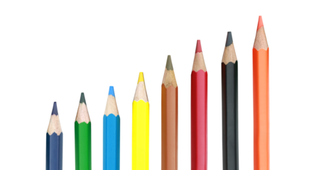 Multi-color of Wooden Crayons pencils with transparent image of PNG format extension.