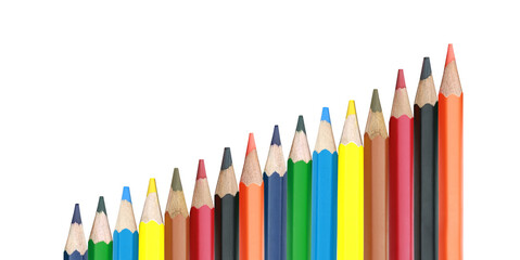 Multi-color of Wooden Crayons pencils with transparent image of PNG format extension.