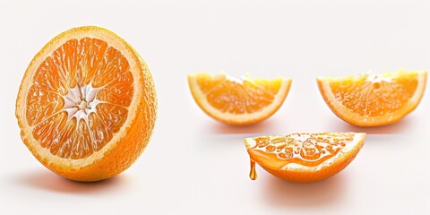 Group of Halved Oranges on White Surface