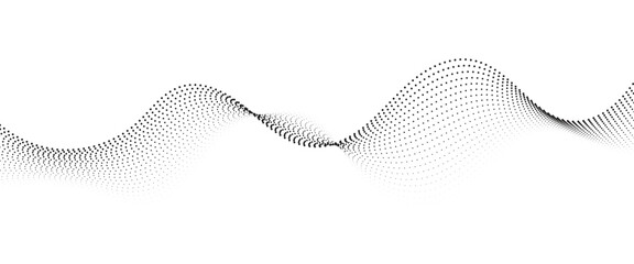 Flowing Dot Wave Pattern Halftone Curve Shape on Transparent Background