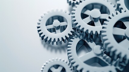 A close-up of interconnected gears symbolizing teamwork and precision